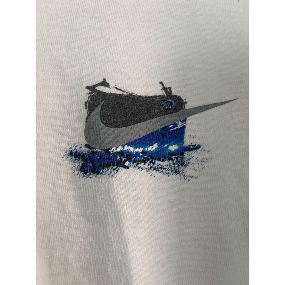 Nike Mens Graphic T-Shirt White Abstract Swoosh Logo XL Short Sleeve Tee - Picture 2 of 6